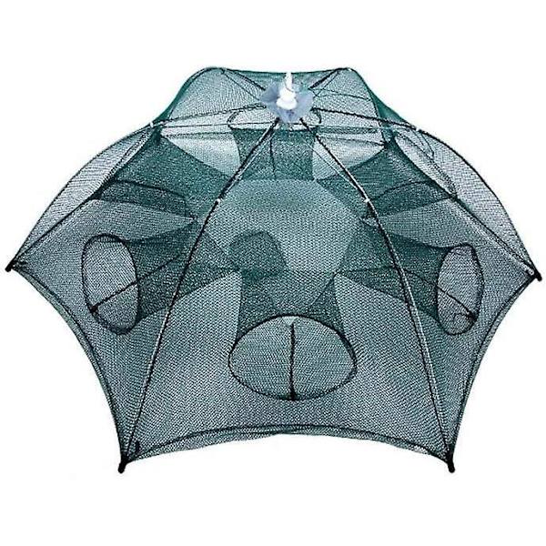 Sammenfoldelig krabbefælde med 6 huller, 80x80 cm, nylon rejenetbur, automatisk fælde til havfiskeri
