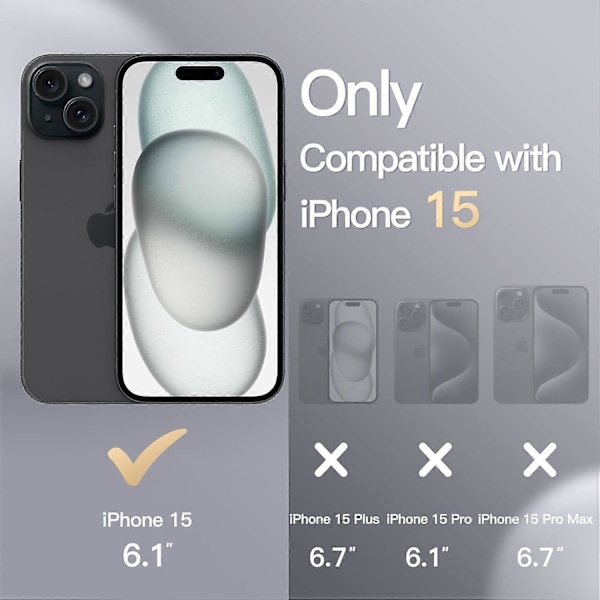 Silikonskal för telefon, silkeslen fullkroppsskydd, stöttåligt skyddsfodral för iPhone 15 6,1 tum