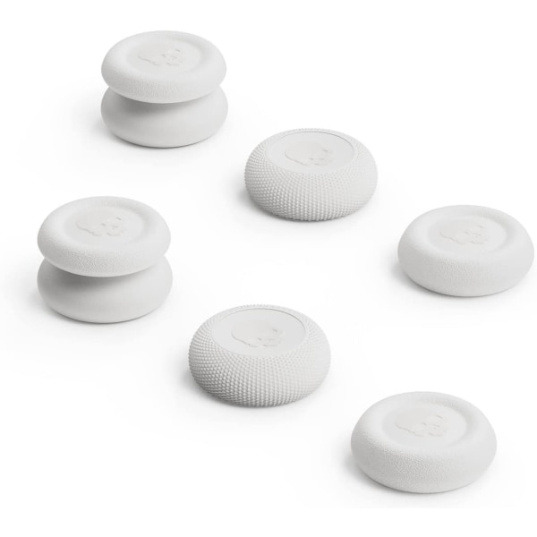 3 par (6 deler) - hvitt tommelgrepsett, styrespakhette, analog pinnehette for Nintendo Switch Pro-kontroller og PS5 / PS4 / Slim/Pro-kontroller