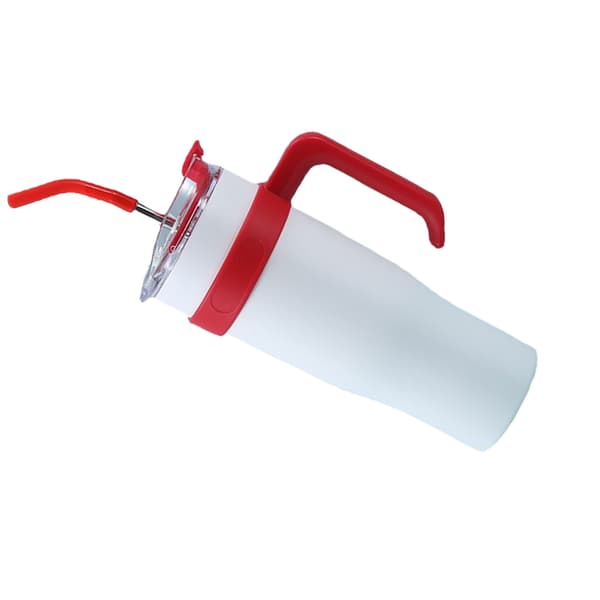 Bil Isolerad Mugg Rostfritt Stål 1250ML med Sugrör Isolerade Tumblers för Utomhusresor Vit