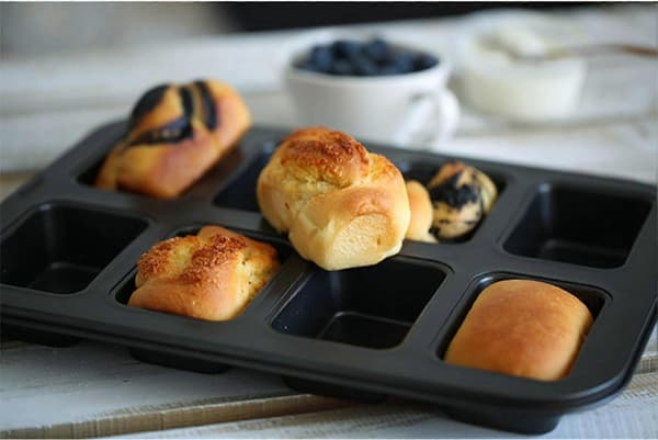 2-pak Mini Brødform - 8 Hulrum Non-Stick Mini Brød Bageform Brownie Kageform Brødforme Kulstofstål Bageform