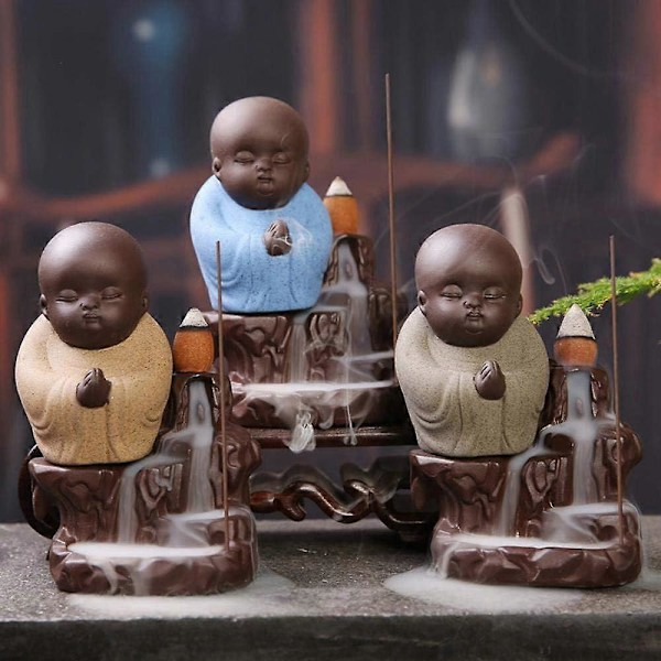 Keraaminen takaisinvirtaus suitsuketeline - Buddha suitsuketerassi (Keltainen)