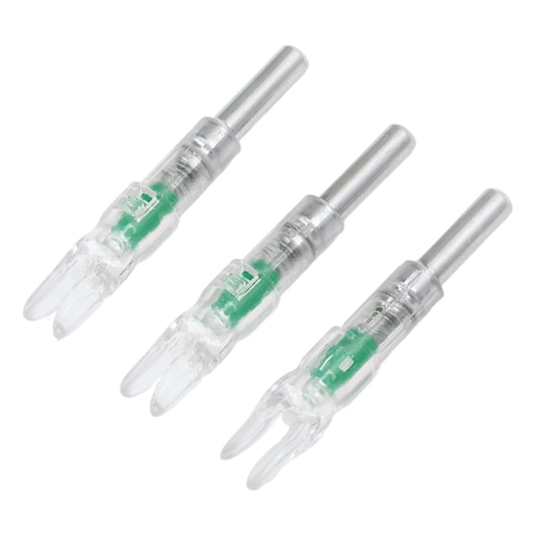 3PCS Pilbågsupplysta Nockar Plast Automatisk med Strömbrytare 6,2 mm Innerdiameter Pilbåge Nock Svans för Nattjakt Grön