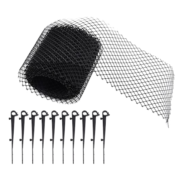 Återanvändbart plastskyddsnät för takrännor, utomhus, mot löv och skräp, 600 x 15 cm