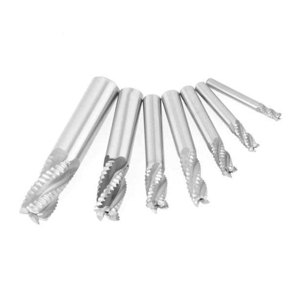 7 stk./sæt 4 Flutes 6-20mm HSS End Mill Router Bit Roughing Chipbreaker Fræser