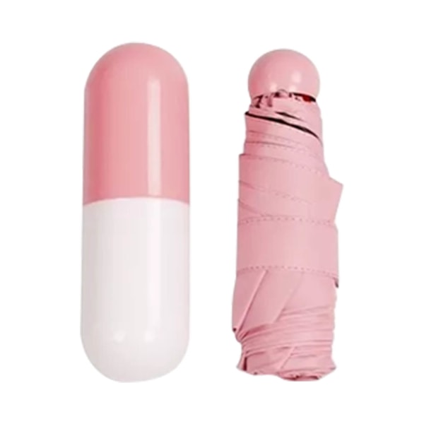 Lommelommeparaply Mini Kompakt Sammenfoldelig Paraply Pink til Solrige og Regnfulde Dage 6 Paraplyribber