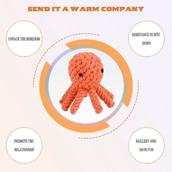 Oranssi Octopus Interactive Puppy Puru- ja köysilelut hampaiden puhdistukseen