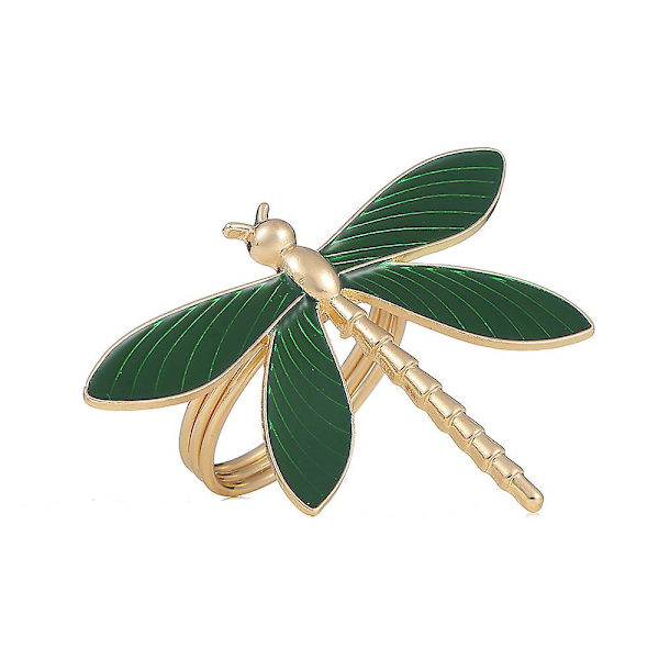 Dragonfly Serviettringer - Sett med 12, Elegante Metall Serviettholdere for Spisestue, Kjøkken, Kaffe, Hverdagslig Bruk, Middager og Spesielle Anledninger