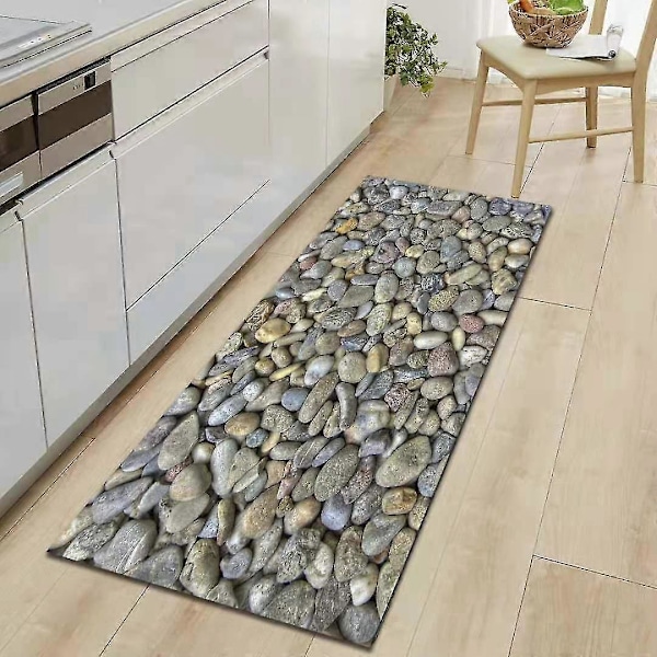 Liukumaton 3D-pikkukiviprintillä varustettu keittiömatto - Pehmeä eteisen ovimatto, alueen matto 40x120cm 16x47 tuumaa