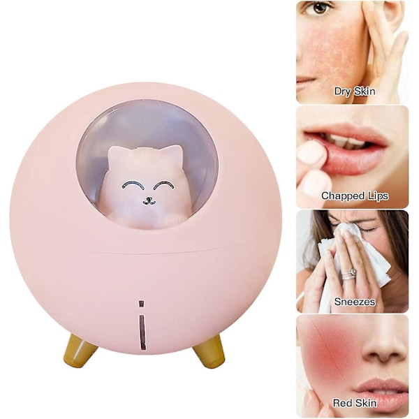 8oz Tyst Mini Luftfuktare Med LED-lampor USB-skrivbordsluftfuktare Färgglad Andningslampa