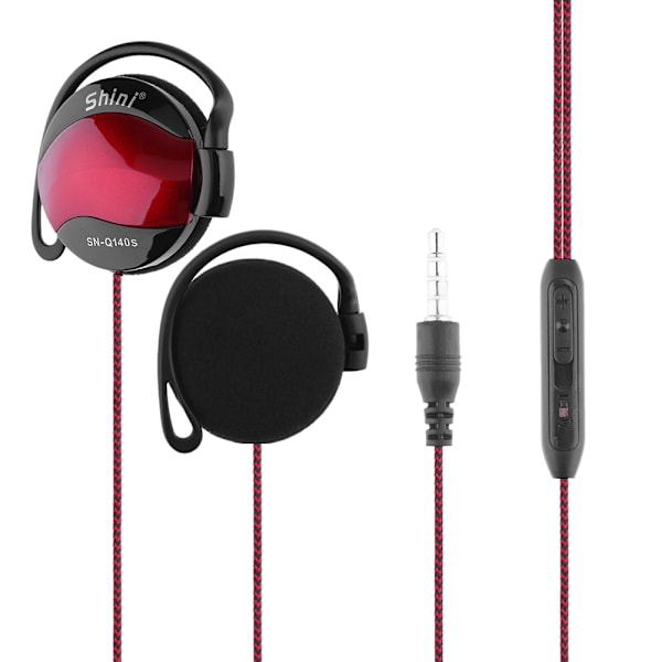 Sports Ear Hook Polstrede Stereo Over-the-Ear Hovedtelefoner Headset med Flettet Kabel Mikrofon Kontrol