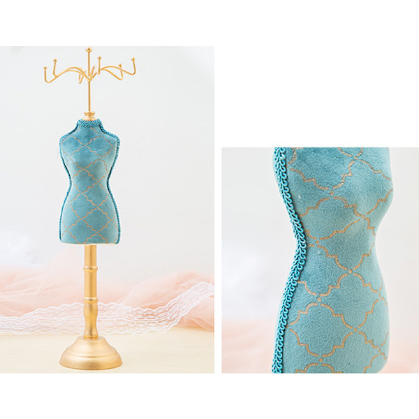 Retro smykkeholder i påfugleblå - elegant og moderne smykkestativ til hjem, butik og mannequin