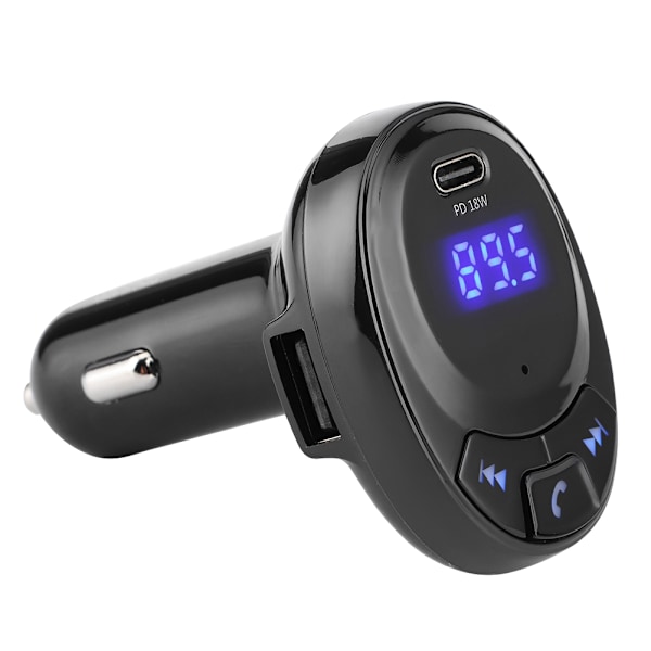 BT09 12V Bluetooth langaton FM-lähetin Mp3-soitin Type-C pikalataus PD 18W Auton laturiMusta