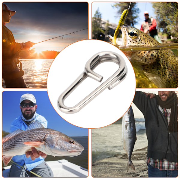 50 stk kraftige ovale fiskeklips i rustfritt stål, koblinger, låsetilbehør, liten størrelse