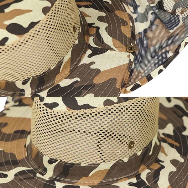 Bucket Hat Fishing Sun Protection Outdoor Fishing Cap Camouflage Grass Green