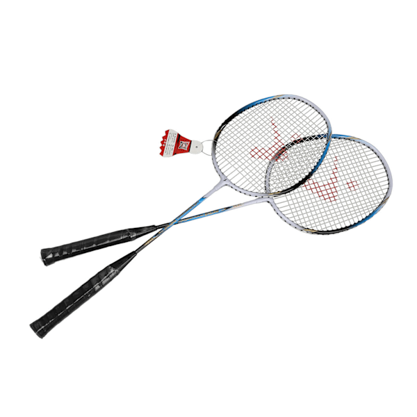 1 par blå badmintonracket set i aluminiumlegering med bekvämt handtag och halkfri badmintonracket