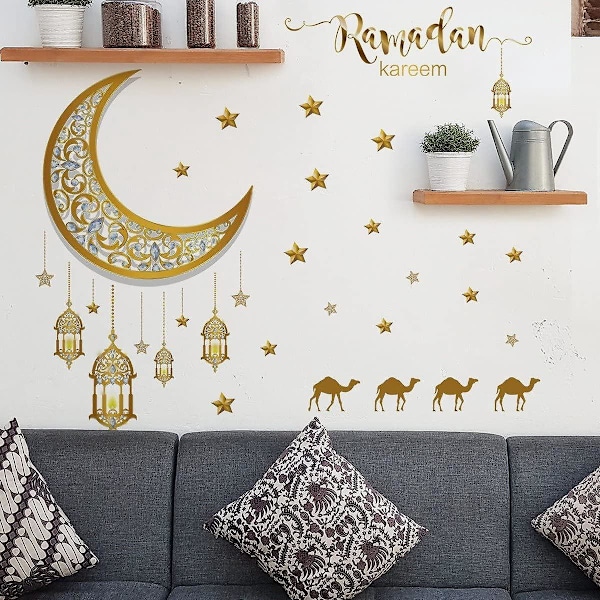 Ramadan Eid Mubarak seinätarra Kuu Tähti Lyhty Tarrat Itsekiinnittyvä Seinätarra Kotiin Juhliin Seinäkoriste