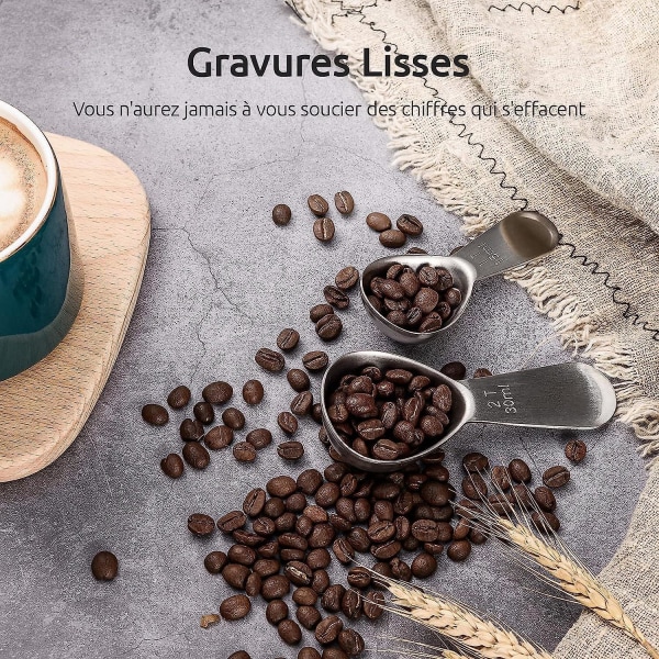Set kaffeskedar i rostfritt stål med 2 - U-Taste 15ml & 30ml