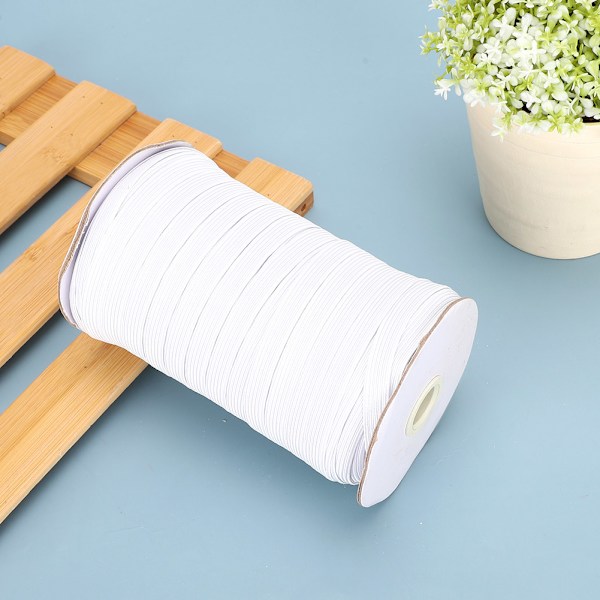 100 meter elastiskt band platt flexibelt repband munstycke klädtillbehör 10 mm (vit)