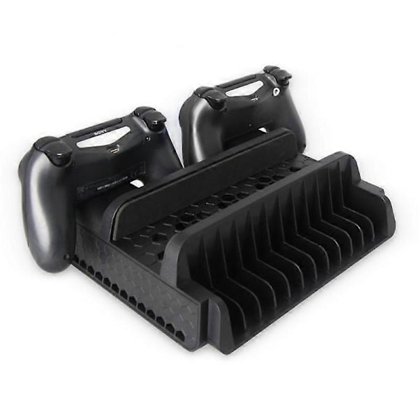 PS4 Stativ med PS4 Kjølevifte for Playstation 4/PS4 Slim/PS4 Pro, PS4 Pro Vertikalt Stativ med PS4 Kontroller Lader Dokkingstasjon og 12 Spill
