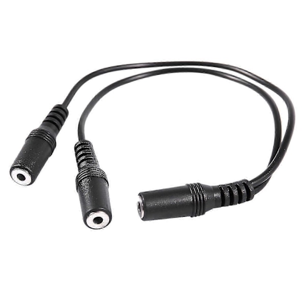 28cm 3.5mm Hun til Dobbelt Jack Hun Y Splitter Stereo Lydkabel Sort