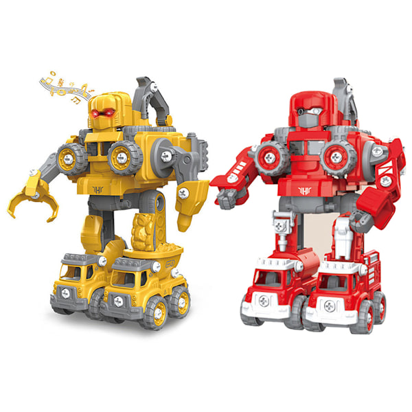 5 i 1 DIY Demontering Konstruktion Fordon Robot Leksak för Barn Grävmaskin Leksak för Pojkar Flickor Jul Födelsedagspresent