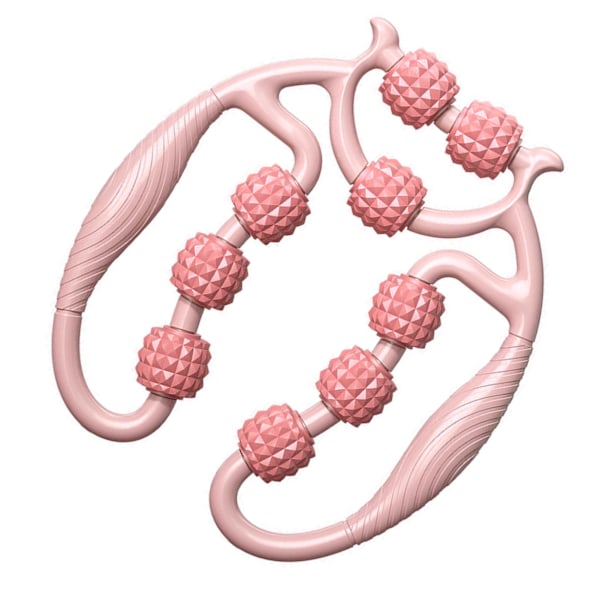 Pyöreät jalkaklemmit 360 astetta 9 pyörää lihasrulla hieroja jalalle, niskalle, kädelle ja käsivarrelle lihasten rentouttamiseen valkoinen persikka vaaleanpunainen