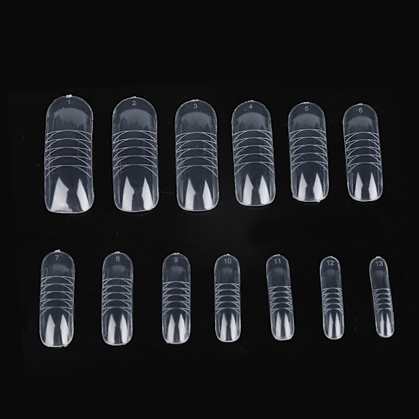 140 stk. Dual System Form Extension Falske Negle Tips Negle Kunst Tips UV Gel DIY 12 Størrelser med Linjer