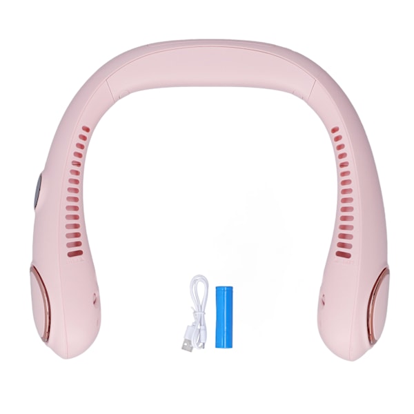 Wearable Neck Fan LED Display Bladeless 3 Gears 360° Surround Wind Portable Neck Hanging FanPink 2000mAh Battery