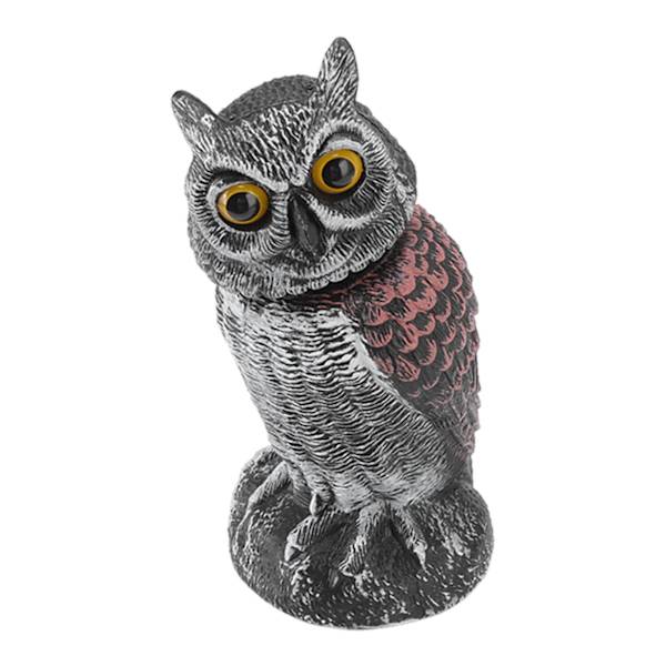 Owl Decoy Plastrandig Liten Skakbar Vattentät Levande Form Fake Owl Fågelskrämmor för innergårdar Utomhusgräsmattor