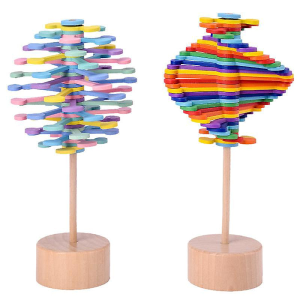 Trä Magic Snurrande Lollipop Stressavlastande Leksak Flerfärgad Snurrande Stavs Decompression Sensorisk Present