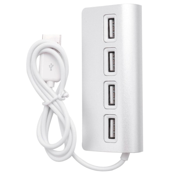 USB HUB, Premium 4-porters USB-hub i aluminium med 28 cm skjermet kabel, kompatibel med MacBooks, PC-er og bærbare datamaskiner
