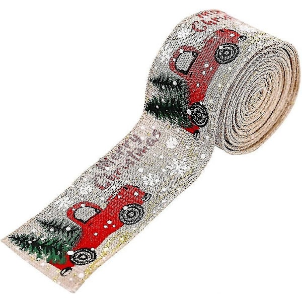 Julebånd DIY Trykt Jute Dekor Krans Sløyfer For Gaveinnpakning Bryllup (1 stk)