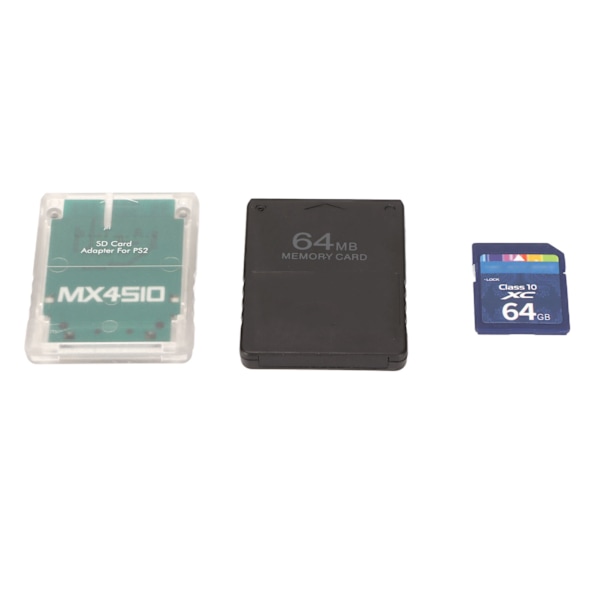 Konsollkortadapter Plug and Play-lagringskortleser med 64G lagringskort 64MB FMCBV1.966-kort for PS2-fettkonsoller