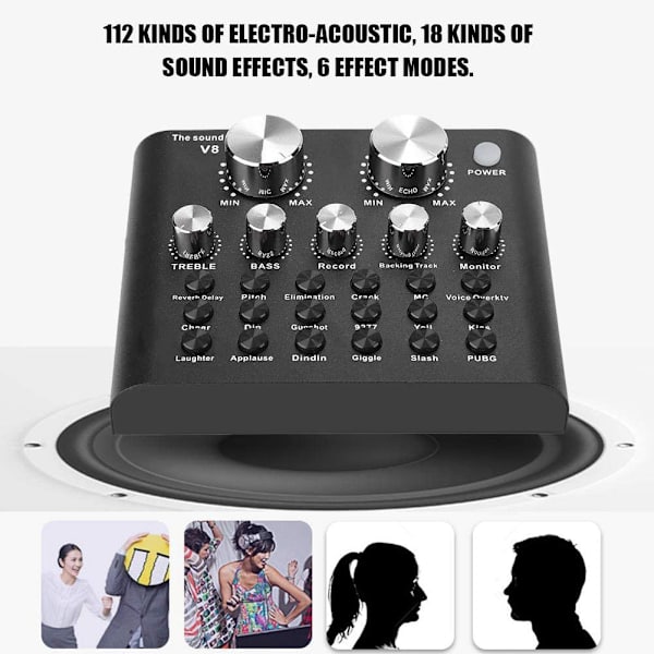 V8 USB extern ljudkort mobiltelefon dator ljudkort för online sång live sändning