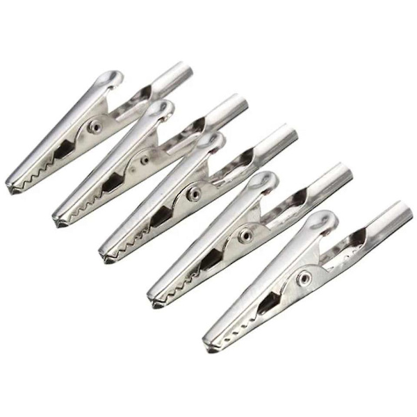 Metallkrokodilklämmor - 10-pack, 2 tum Silver Batteritestklämma, Kabelklämma