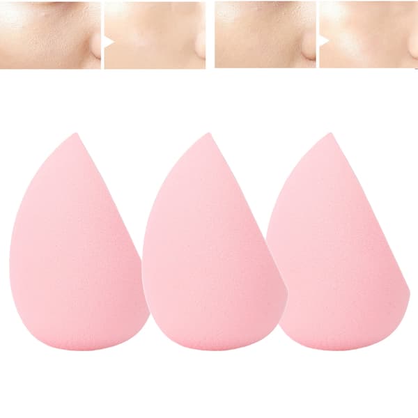 FOCALLURE 3 stk. Bærbar Blød Pudderkvast Våd Tør Dobbelt Anvendelse Makeup Kvast Sæt FA136 #3 (Pink)