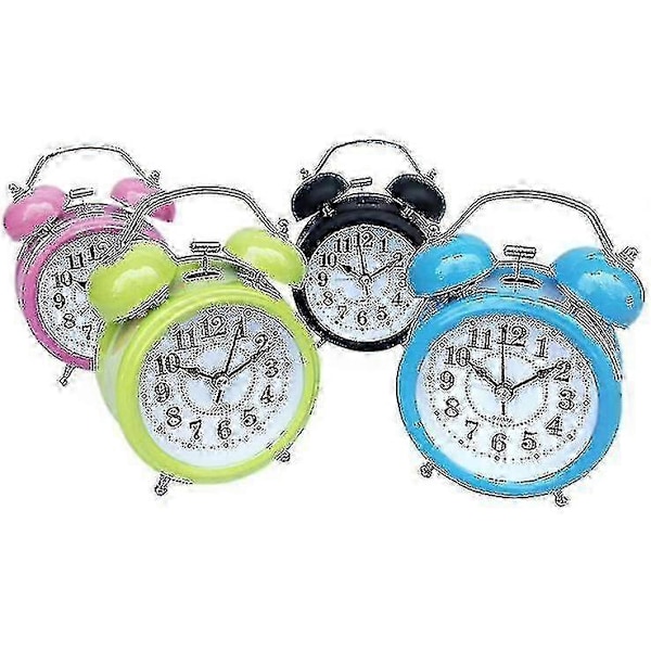 Väckarklocka Analog Klocka Quartz Klassisk Dubbel Klocka Väckarklocka Natt För Barn Grön - Ny SZJR