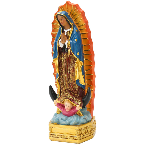 Christian Guadalupe statyett Handmålad Lycka till Jungfru Maria statyer Our Lady of Guadalupe statyett för bordsdekoration