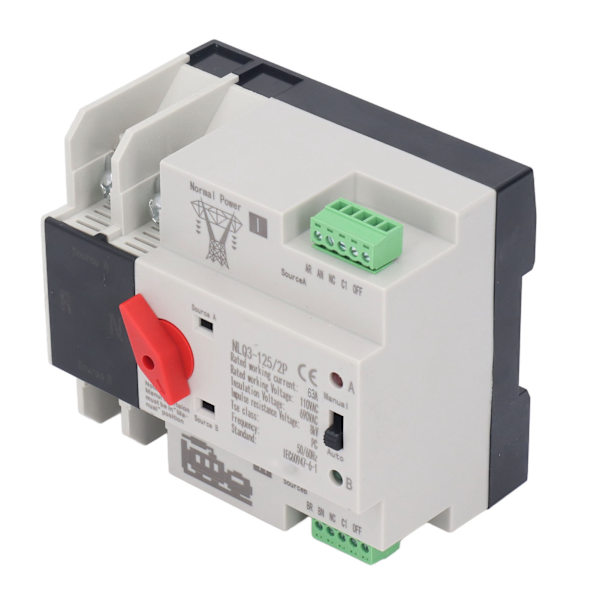 2P Dubbel Automatisk Transfer Switch Generator Transfer Omkopplingsbrytare AC110V 50Hz 60Hz 63A