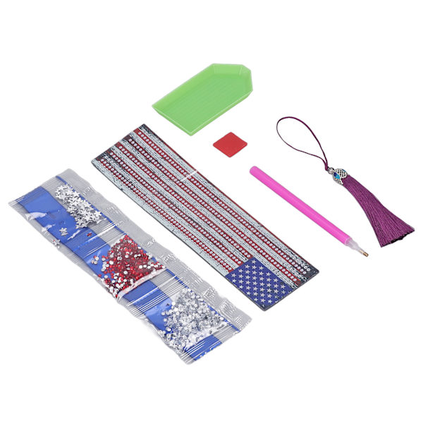 DIY Rhinestones Painting Bookmarks American Flag Marking Reading Progress Rhinestones Painting Bookmarks for Gifts