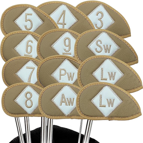 Golfklubbs huvudskydd set - 12-pack lyx PU läder järn skydd för män och kvinnor