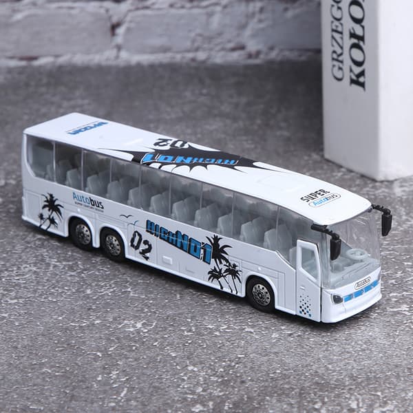 1:50 Simulation Transit Bus Model Legetøj Legering Træk Tilbage Bus Legetøj med Lys og Musik til Børn (Hvid)