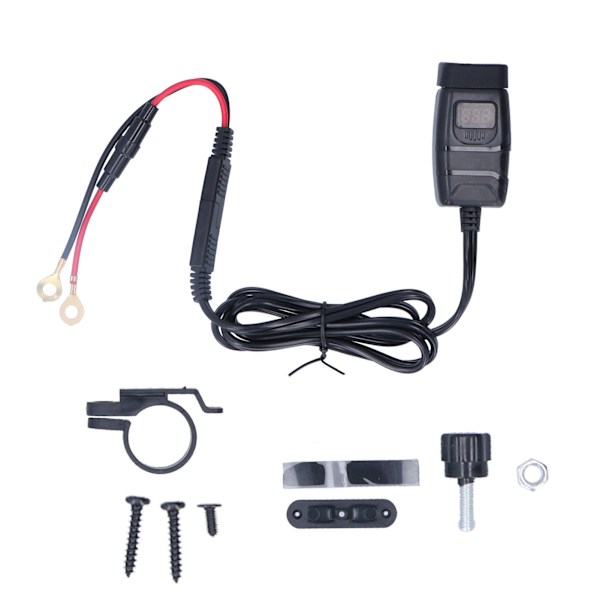 Motorcykelladdare QC3.0 Dubbel USB Vattentät Strömadapter med Voltmeter På/Av-brytare