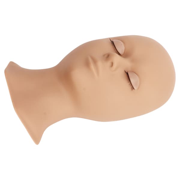 Vipper Mannequin Hode Myk Silikon Erstattede Øyelokk Mannequin Hode for Vippeextensions Praksis Lys Brun