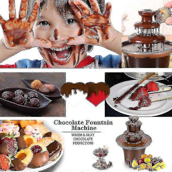 Mini Chokladfontän / 3-vånings Kakor Choklad Dispenser Maskin För Födelsedagsfest, Bröllop, Grillfest -GDZD