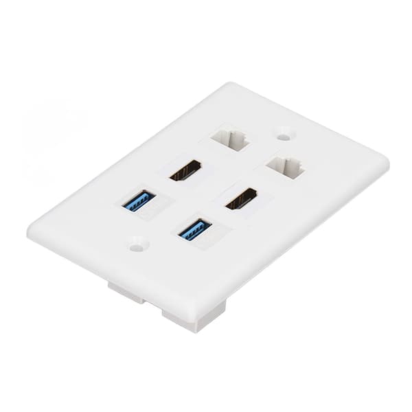6-ports vægplade 2xHD Multimedia Interface 2xCat6 2xUSB3.0 RJ45 Ethernet vægplade til HDTV-projektorcomputer
