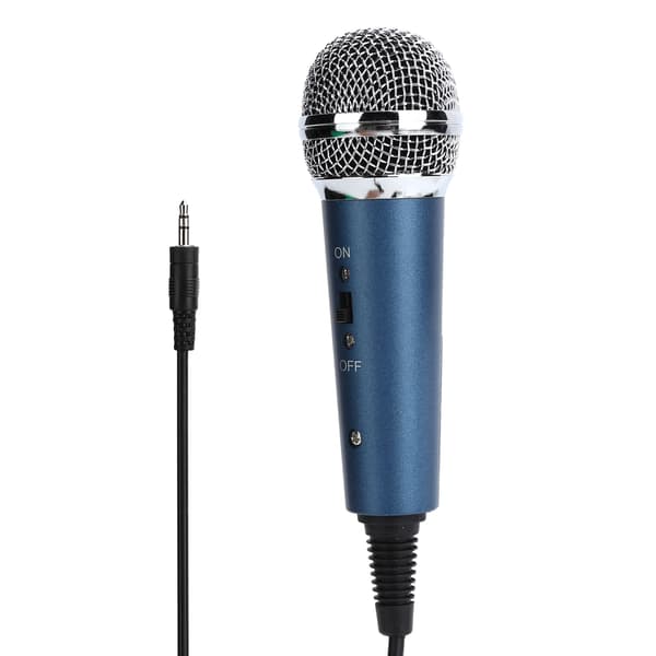 Kablet kondensatormikrofon 3,5 mm med U-formet 3,5 mm lydadapter for datamaskin Karaoke (blå)