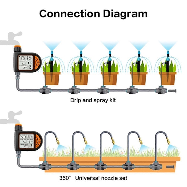 Ny LCD-skjerm Vann Timer Hjem Hage Vanning Regnvann Timer