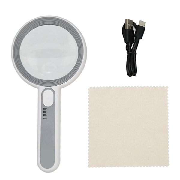 Lighted Magnifying Glass 5X 12X Ergonomisk Touch Switch LED Light 3 Modes Håndholdt Lup til Seniorer Læsning Smykker